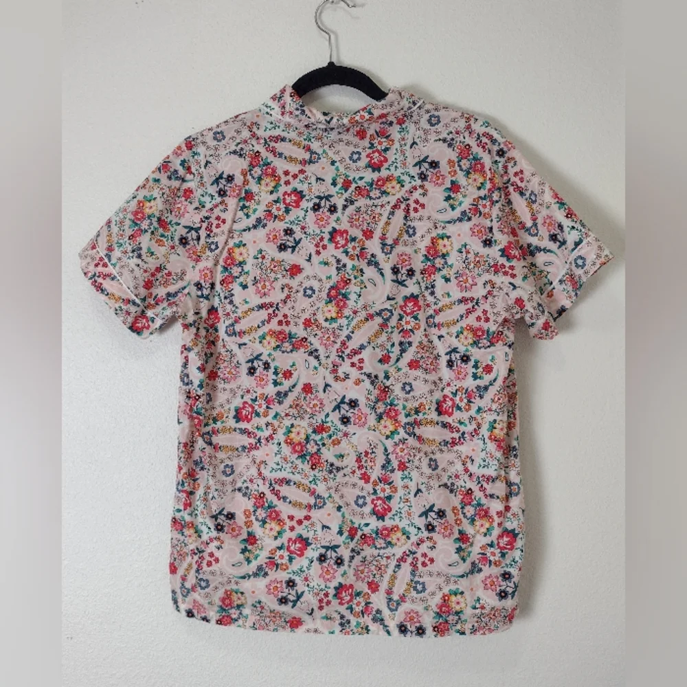 Vera Bradley Prairie Paisley Floral Cotton Button Down Pajama Top Pink Size S